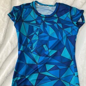 INKnBURN Blue mystery unicorn Women's tech Shirt small
